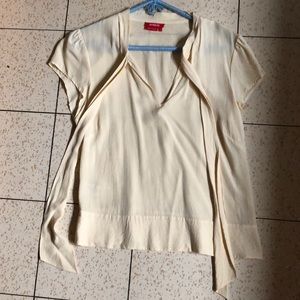 brush silk 100% cream/white blouse